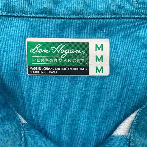 Ben Hogan Polo Shirt Mens M Medium Blue Striped Sweat Wicking Performance Golf - Picture 4 of 9